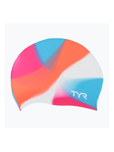 Детска шапка за плуване TYR Tiedye Silicone Multicolour Jr pink/blue/orange
