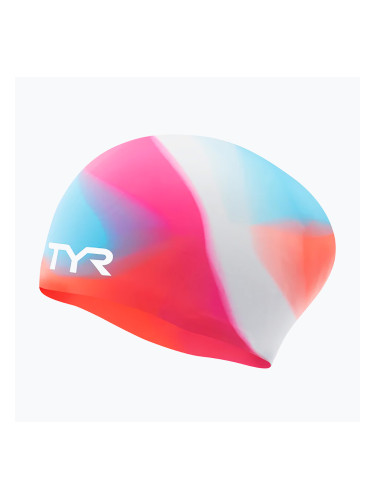 Шапка за плуване TYR Tiedye Long Hair Multicolour Jr pink/blue/orange