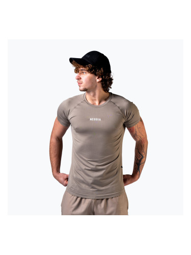Мъжка тренировъчна тениска NEBBIA Power light brown ash