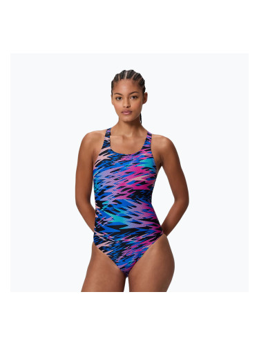 Дамски цял бански костюм Speedo Hyperboom Print Medalist anthracite