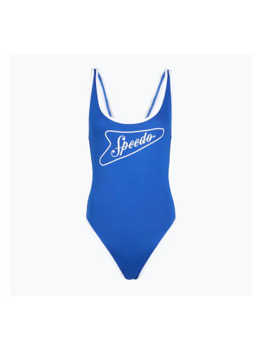 Дамски цял бански костюм Speedo Solid Bound Scoop turkish sea/bright white