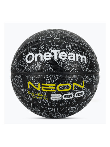 Баскетболна топка OneTeam Black neon size 7