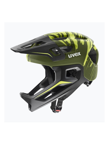 Детска велосипедна каска UVEX React Fullface Jr dark olive matt