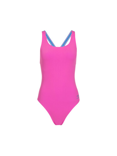 Дамски цял бански костюм Speedo Solid Powerback neon flamingo