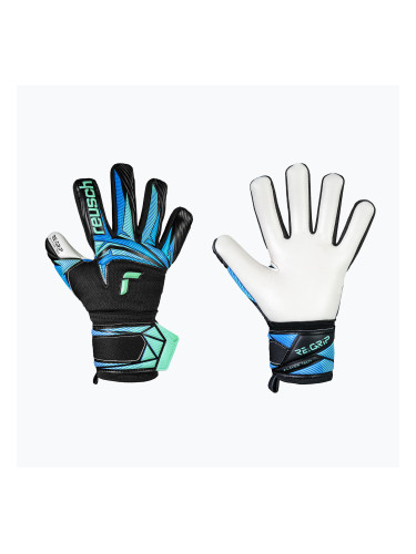 Детски вратарски ръкавици Reusch Attrakt RE:GRIP NC Junior black/ocean light