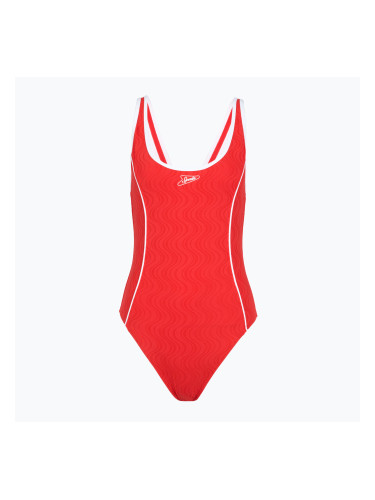 Дамски цял бански костюм Speedo Texture Bound Scoop high risk red/bright white