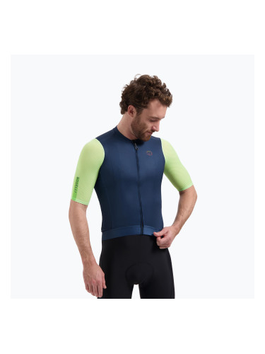 Мъжка тениска за колоездене Rogelli Fast blue/lime