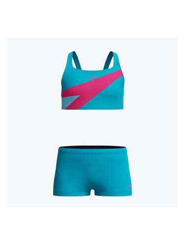 Детски бански костюм от две части Speedo Hyperboom Butterfly Back mayan blue/margarita pink