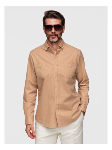 Мъжка риза Ombre Regular Fit - светлокафява