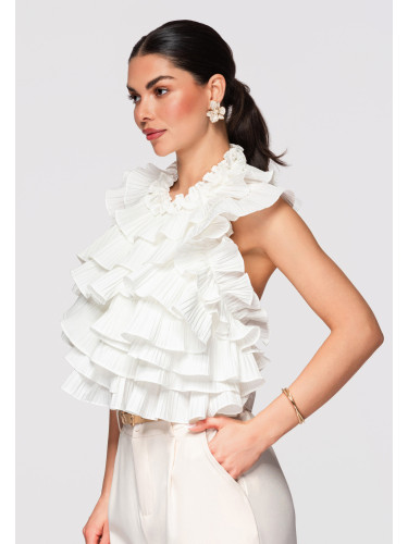 Къса дамска блуза с отворен гръб