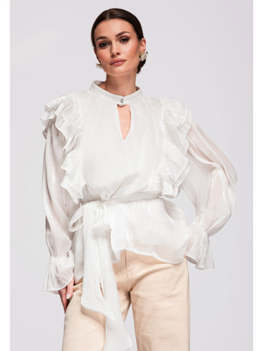 Дамска елегантна блуза с волани