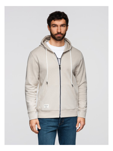 Мъжки суичър с цип в бежов цвят Ombre