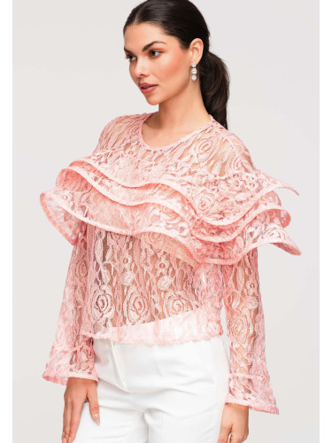 Дамска дантелена блуза с волани