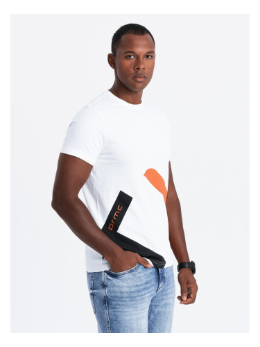 Мъжка памучна тениска с контрастен принт и омбре принт