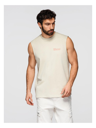 Мъжки потник без ръкави, омбре - кремав