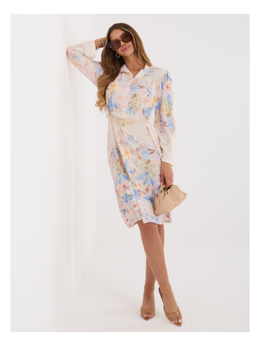 Синя рокля-риза с флорални мотиви