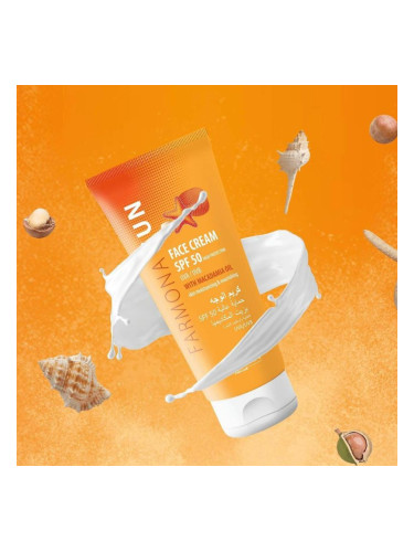 Слънцезащитен Крем за Лице с висока защита SPF 50 UVA/UVB Farmona Sun with Macadamia Oil
