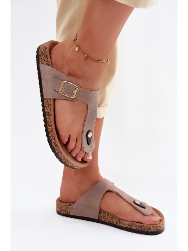 Дамски велурени чехли Boto с катарама