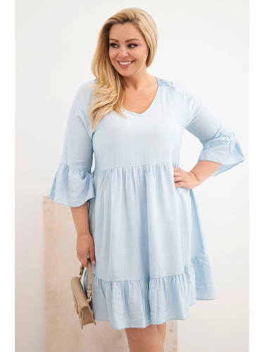 Синя рокля с големи размери Kesi с отворена дантела