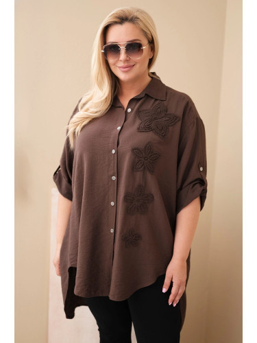 Дамска блуза Kesi с големи размери и флорална бродерия