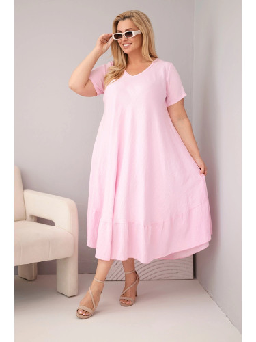 Рокля с големи размери с волани и къси ръкави