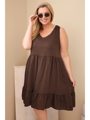 Дамска рокля без ръкави с дантела, големи размери