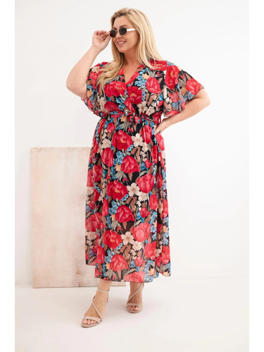 Дамска рокля с флорален принт и големи размери Kesi Włoski