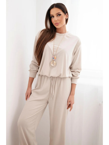 Дамски комплект от вискоза с висулка и широки панталони