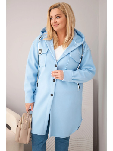 Дамско палто Kesi Włoski Plus Size с качулка, синьо