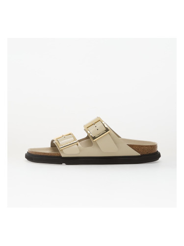 Birkenstock Arizona Droplet Buckle Natural Leather Patent Women High-Shine Ecru 38