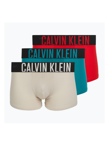 Мъжки боксерки Calvin Klein 000NB3608A Trunk 3 чифта oatmeal/aged redwood/bright turquoi