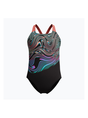 Детски цял бански костюм Speedo Digital Placement Powerback neon coral
