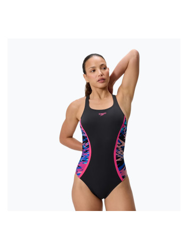 Дамски цял бански костюм Speedo Hyperboom Splice Muscleback anthracite/margarita pink