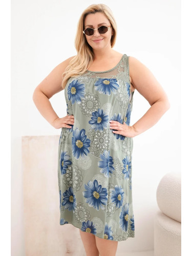 Дамска рокля с флорален принт Kesi Plus Size с дантела