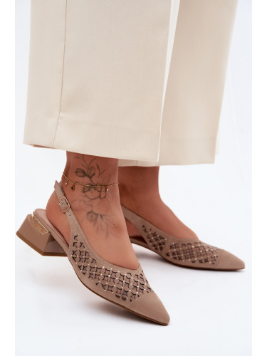 Кожени велурени сандали с отворен модел