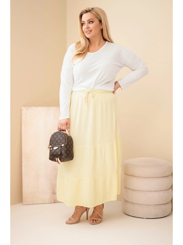 Памучна пола Kesi plus size с волани в жълто