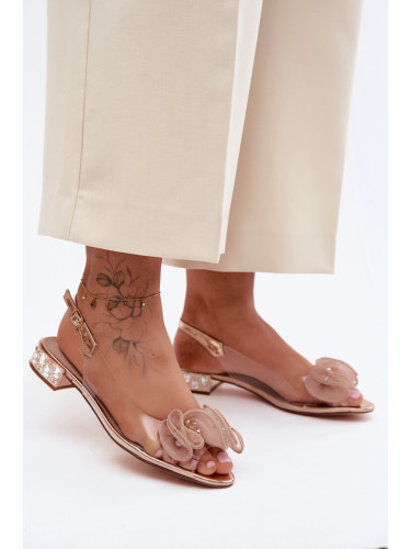 Дамски прозрачни сандали с кристали