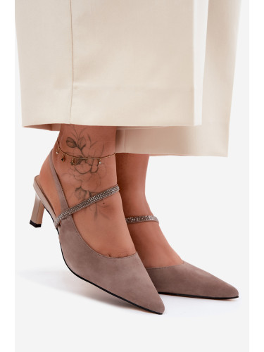 Кожени велурени сандали с декоративна каишка