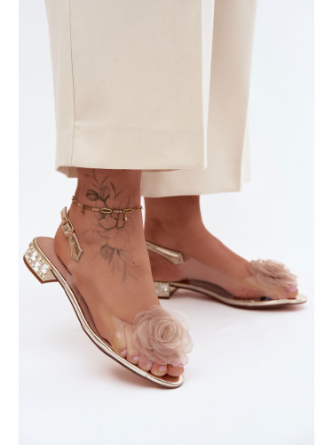 Дамски прозрачни сандали с роза
