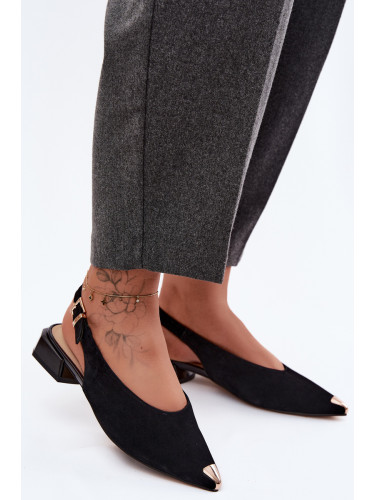 Кожени велурени сандали D&A с нисък ток