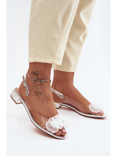 Дамски прозрачни сандали с кристали D&A