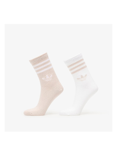 adidas 3-Stripes Glitter Crew Socks 2 Pairs Blush Pink/ White M