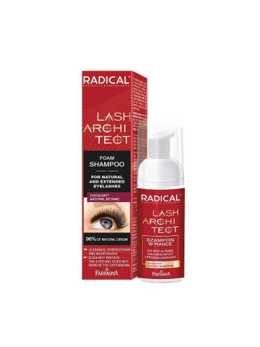 Шампоан-пяна за почистване на изкуствени мигли Farmona Radical Lash Architect Foam Shampoo