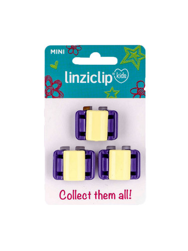 Щипка за коса детска малка жълта с пурпур крила Linziclip kids MINI