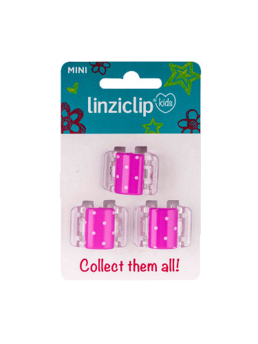 Щипка за коса детска малка пинк ретро точки Linziclip kids MINI