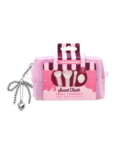 КОМПЛЕКТ REAL TECHNIQUES Treat Yourself Travel Brush + Puff Kit Комплект дамски  