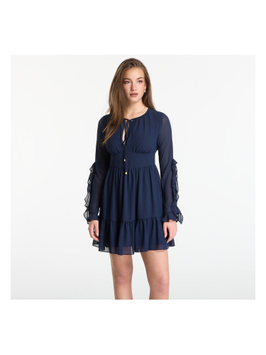 Облекло Michael Kors Ruffled Georgette Long-Sleeve Dress Midnight Blue L