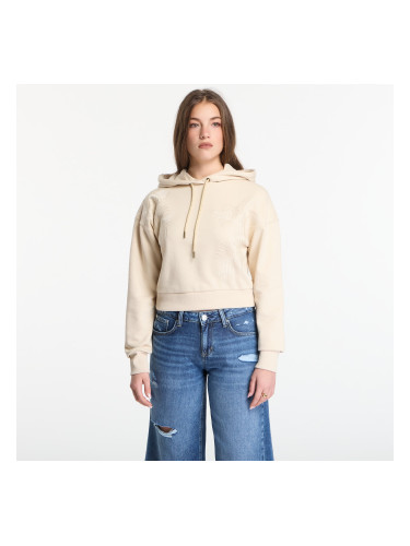 Суитшърт Guess Jeans Ls Hooded Leaves Crop Sweatshirt Pearl Oyster XS