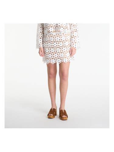 Пола Michael Kors Mirror-Embellished Floral Crochet Skirt White L
