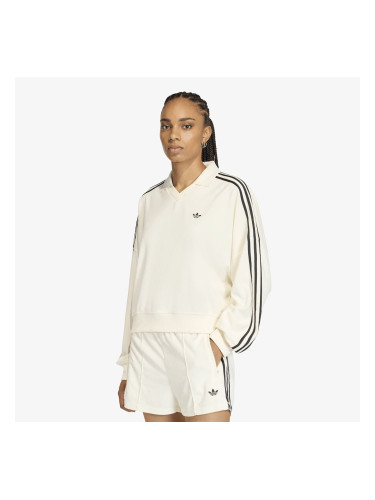 Тениска adidas Terry Towel V Neck Long Sleeves Polo Shirt Off White L